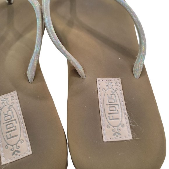 Flojos metalic brown and gold flip flop 10" size 8 beach vacation summer pool - Picture 5 of 9